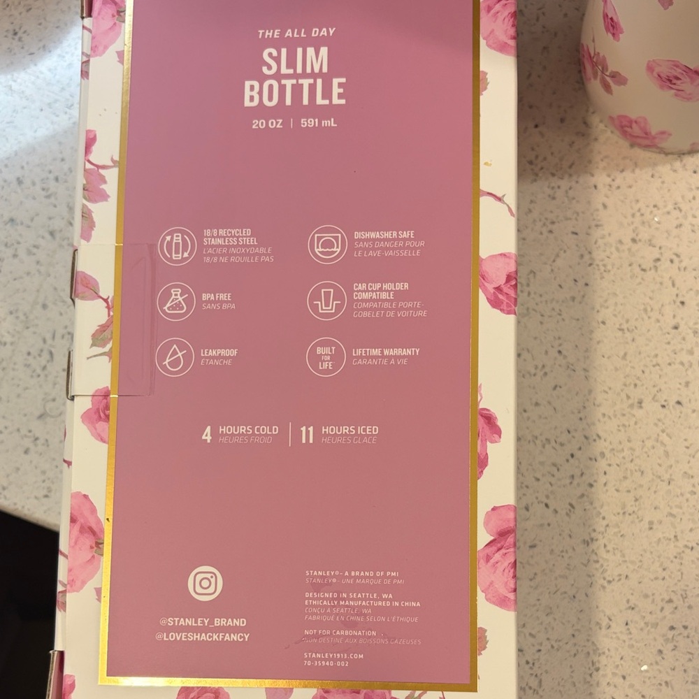 New in box Stanley Floral LoveShackFancy Pink Water Bottle - Picture 6 of 7